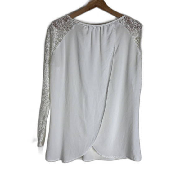 Cache Top Womens Medium Lace Mesh Sheer Long Sleeve Romantic Blouse Elegant - Picture 11 of 12